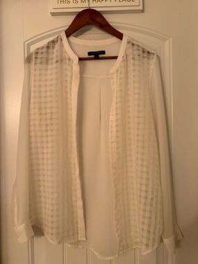 Banana Republic Ivory Sheer Panel Blouse | Size M